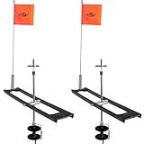 SF 2Pcs Black Ice Fishing Tip-Up Foldable with Orange Pole Flags Ice Fishing Strike Indicators Accessories