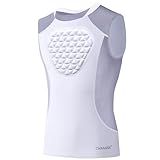 Cabasse Youth Chest Protector, Heart-Guard/Sternum Protection Shirt for Baseball, Football, T Ball, Lacrosse & Goalies (Medium, White Grey)