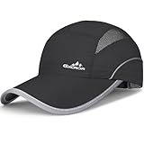 GXCROR Quick-Dry Running Hat for Men & Women - UPF 50+ Breathable Mesh, Reflective Sports Cap for Outdoor, Hiking Black