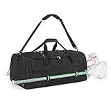 GOBUROS Lacrosse Bag Holds 2 Sticks and Shoes, Lacrosse Equipment Backpack with External Helmet Holder and Multi Pockets for All of Your LAX Gear, Black