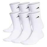 adidas Athletic 6-Pack Crew Socks White/Black LG (Men's Shoe Size 6-12)