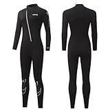 Skyone 1.5MM Neoprene Wet Suits for Men Women, Front Zip Wetsuit Full Body Scuba Suit, One Piece Long Sleeve Diving Suit Warm for Surfing Snorkeling Swimming Kayaking (Black Women, Medium)
