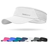Sukeen Sports Sun Visor Men Women Lightweight Packable Cooling Stretchy Visor Hat for Running, Tennis, Golf White