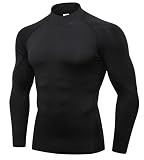 Mens Mock Turtleneck Compression Long Sleeve Shirts Workout Base Layer Tops | Turtle Neck,Compression T-Shirt,Lightweight,Dri Fit,Quick Dry,Gym,Athletic,Running,Sports,Undershirt,Baseball,Football