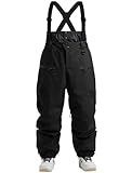 GSOU SNOW Men Snow Bibs Women Baggy Ski Pants Snowboard Overall Insulated Waterproof Windproof Warm Winter Black L