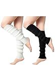 Passionbility 2 Pairs Leg Warmers for Women - Leg Warmers 80s Ribbed Knitted Long Socks for Party Sports