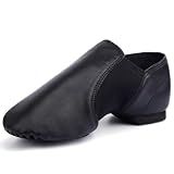 Linodes Unisex 006 PU Leather Upper Slip-on Jazz Shoe for Women and Men's Dance Shoes-Black 8.5M
