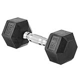 Amazon Basics Rubber Hex Dumbbell Hand Weight, 15 Pounds, Single
