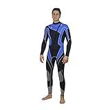 Aqua Polo Manta Ray Wetsuit for Men | Scuba Diving | 3 mm SC Neoprene | 4-Way Super Stretch | Neck Cuff Ankle Gaskets (Black/Blue, S Tall)