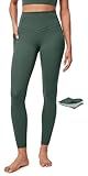 IUGA Compression Leggings with Pockets for Women Tummy Control Leggings No Front Seam Workout High Waist Yoga Pants, Forest Green
