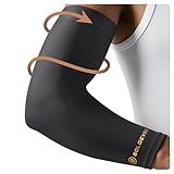 [360° Full Compression] Copper Arm Sleeves for Men & Women, [Ultra Breathable] Arm Brace for Forearm, Bicep, Triceps, Tennis Elbow, Basketball, Golf, Arthritis, Tendonitis, Bursitis (Black, M)