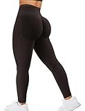 Ieumaz Pump Leggings for Women Tummy Control Scrunch Butt Lifting Seamless Leggings Gym Workout Mid Waist Yoga Pants Chocolate