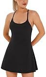 Womens Tennis Dress, Athletic Dress with Built-in Bra & Shorts Pockets Summer Dresses for Women Golf Outfits for Workout Black