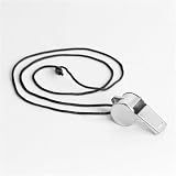 WLngtv 1Pc Metal Whistle with Black Lanyard Outdoor Tools Referee Whistle Training School Football Soccer Rugby Sport Loud Referee Whistle, Coach Referee Gear