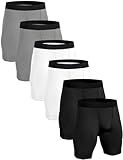 HovSiyla 6 Pack Compression Shorts Men Performance Sports Workout Athletic Running Underwear Shorts Spandex 2 Black 2 White 2 Grey Large