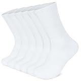 PERMANENTLY001 Mens Sports Crew Socks Women Cotton Running Socks Athletic Basketball Tennis Hiking Gym Cricket Reinforced Breathable Moisture wickking 11-13 White- 6 pairs L