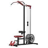 Mikolo LAT Pulldown Machine, LAT Row Cable Machine with Leg Hold Down Attachment, LAT Tower with Cable Row Attachment, Cable Machine Home Gym, Red