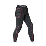 Unlimit Youth Soccer Goalie Pants with Hip, Knee & Shin Padding – Goalkeeper Compression Pants for Training & Matches (Large) Black