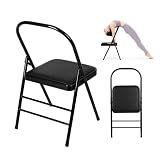 Foldable Yoga Auxiliary Chair, Yoga Exercise Chair for Working Out with Backless Chairs for Abs and Core, Flexibility and Strength Training, Balance Handstand, Back Pain Relief Black