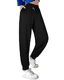 ASIMOON Yoga Pants Women Pockets Loose Stretch Lounge Comfy Drawstring Workout Jogging Pants Black