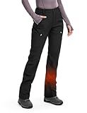 Moosehill Women's Ski Snow Pants: Waterproof Fleece Lined Insulated Softshell for Outdoor Hiking Snowboarding Winter Thermal Windproof with 5 Pockets (Black, 8)
