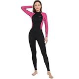 Dark Lightning Full Body Wetsuit Women, 3/2mm Wet Suit for Women Cold Water Swimming, Womens Diving Surfing Snorkeling Kayaking Water Sports,Triathlon Wetsuit, Red Rose, Small
