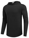 PINSPARK Lightweight Pullover Hoodies for Men Long Sleeve Hoodie for Golf Gym Workout Athletic Sweatshirt Black