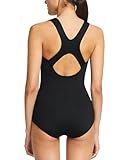 baleaf Women's One Piece Bathing Suit Conservative Athletic Racerback One Piece Training Swimsuit Swimwear Black 38/Large