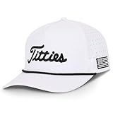 Curves & Clubs Titties Golf Hat - Funny Golf Hat, Titties Hat - Funny American Hat - Men's Gifts (Cotton, White-Black)