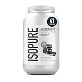 Isopure Zero Carb 100% Pure Whey Isolate Protein Powder, Lactose Free, Gluten Free, With Vitamins, Cookies & Cream, 25g Protein Per Serving, 3 Pounds, 44 Servings (Packaging May Vary)