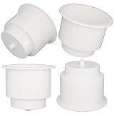 Yuanhe White Plastic Cup Drink Holder Insert with Drain for Boat Car Marine Rv, 4PCS