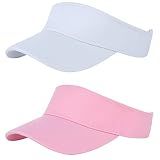 Komorebi Kids Girls Visor Athletic Sun Hat for Boys Adjustable Golf Visor Hat Youth Outdoor Sport Hat Cotton Tennis Hat 07 White & Pink 6-12 Years