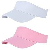 Komorebi Kids Girls Visor Athletic Sun Hat for Boys Adjustable Golf Visor Hat Youth Outdoor Sport Hat Cotton Tennis Hat 07 White & Pink 6-12 Years