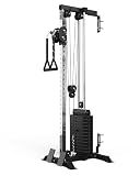 Mikolo Wall Mount Cable Machine, 190lb Weight Stack Cable Station, All in One Machine with Dual Pulley System and 27 Positions for Home Gym Fitness Equipment, Black