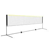 VEVOR Badminton Net, Height Adjustable Volleyball Net, 17ft Wide Foldable Pickleball Net, Portable Easy Setup Tennis Net Set with Poles, Stand and Carry Bag, for Kids Backyard Game Indoor Outdoor Use