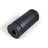 Tone Fitness Premium Extra Thick 1-Inch High Density Exercise Mat with Carry Strap – Non-Slip Workout, Pilates, and Yoga Mat for Home Gym - Color Black - Wave Pattern