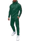 COOFANDY Green Track Suit Men Retro Zip Up Warm Up Suits Running Suits For Men Set Outfits 2 Piece Fashion Casual Sweatsuits