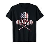 Lacrosse American Flag Lax Helmet Sticks 4th of July T-Shirt
