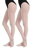DUCMODA Women's Convertible Dance Performance Tights, Semi-Opaque Ultra-Soft Transition Ballet Stockings for Women and Girls-2 Ballet Pink-Small-Medium