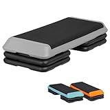 Saicool Adjustable Workout Aerobic Stepper, Exercise Step Platform Trainer with 4 Risers, Non Slip Surface for Home Gym Workout Training, Black