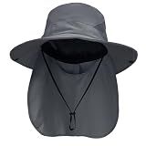 NPQQUAN Sun Hats for Men Women with Neck Flap UPF 50+ Darkgray（Neck Flap）