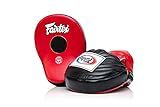 Fairtex FMV9 Contoured Focus Mitts |Striking Accuracy & Protection for Boxing, Muay Thai, Kickboxing |Ergonomic Design, Soft Padding, Secure Fit Leather -(Red/Black)