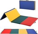 Gymnastics Tumbling Mats Portable Gymnastics Mat 4 Folding Tumbling Mat 4'x8'x2"Thick Yoga Mat Exercise Mat with Carrying Handles for home Workout outdoor Yoga Gymnastic