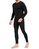 Thermal Underwear for Men Long Johns Set Fleece Lined Winter Cold Weather-Black M
