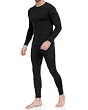 WEERTI Thermal Underwear for Men Long Johns with Fleece Lined Base Layer Men Cold Weather Top Bottom-Black M