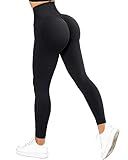 SUUKSESS Scrunch Butt Lifting Seamless Leggings for Women Booty High Waisted Workout Yoga Pants (Black, M)