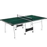 MD Sports Table Tennis Set, Regulation Ping Pong Table with Net, Paddles and Balls (8 Pieces) - Green and White