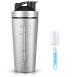 AOOWU Stainless Steel Shaker Bottle with Wire Whisk Ball 900ml, Leak Proof Metal Shaker Bottles for Protein Mixes, Supplement Protein Shake Cup, Water Bottle Portable Pre Workout Gym Sports