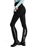FitsT4 Sports Women's Fleece Horse Riding Pants Full Seat Equestrian Breeches Winter Riding Tights with Pockets Black Medium