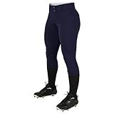 CHAMPRO Women's Tournament Traditional Low-Rise Polyester Softball Pant, Small, Navy